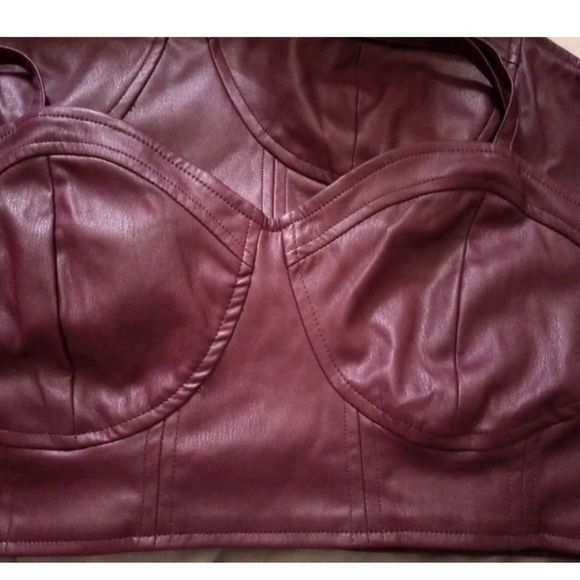 Strappy Faux Leather Tiny Top Size L $12 - Picture 7 of 11